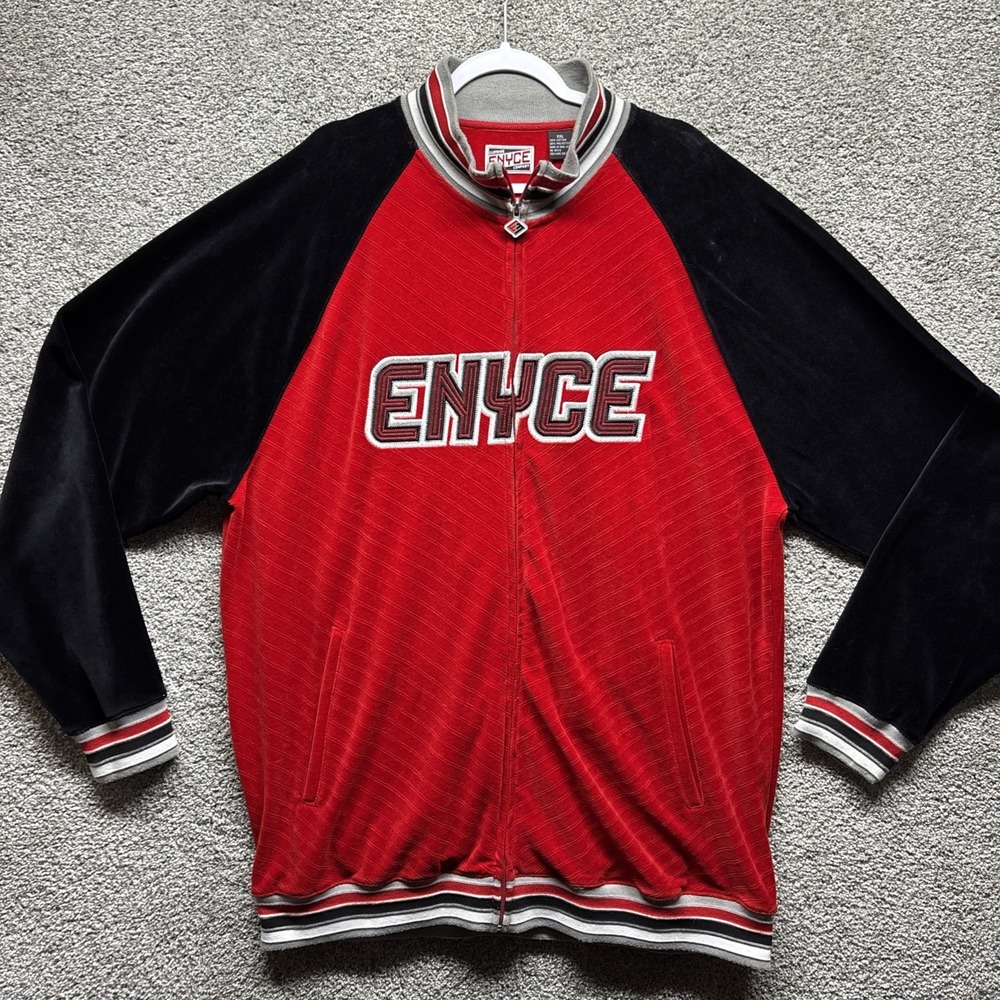 Vintage Enyce Velour Mens XXL Full Zip‎ Embroidered Jacket Hip Hop Soft Y2K 90s